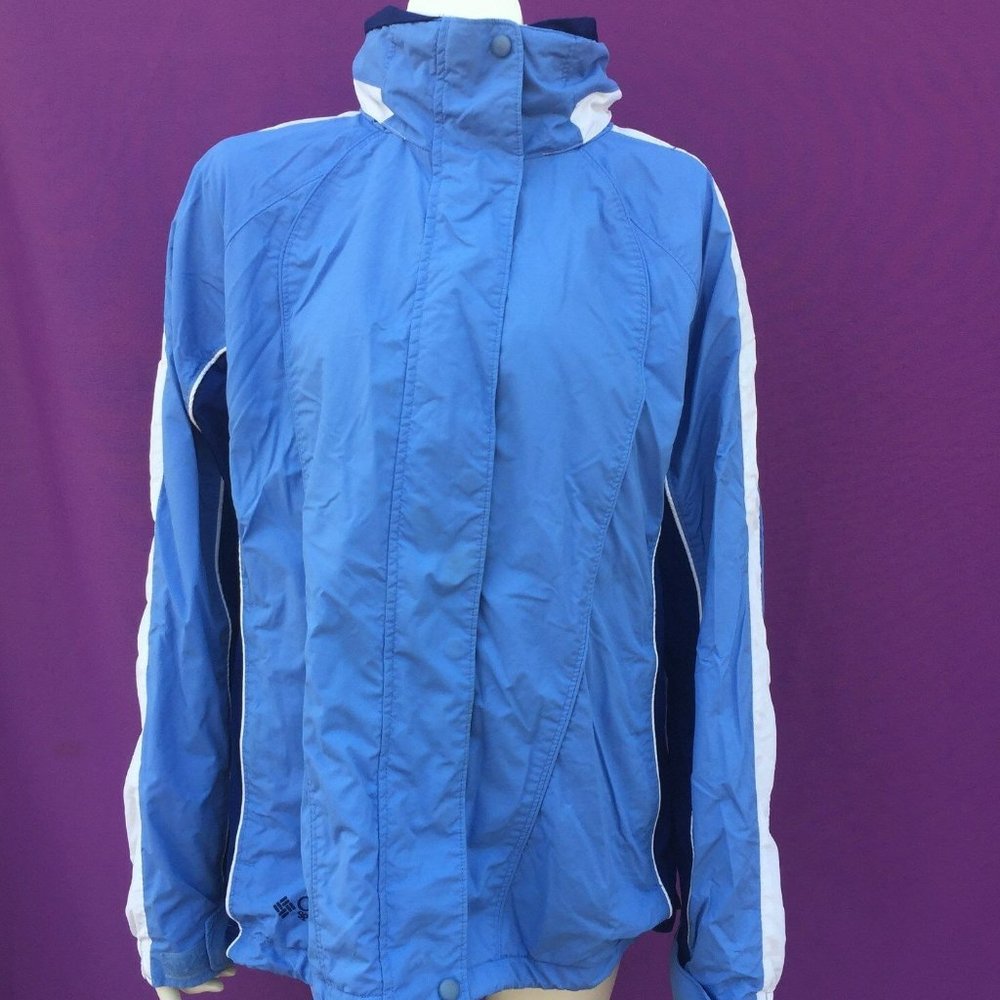 COLUMBIA women's blue hooded jacket size--XL